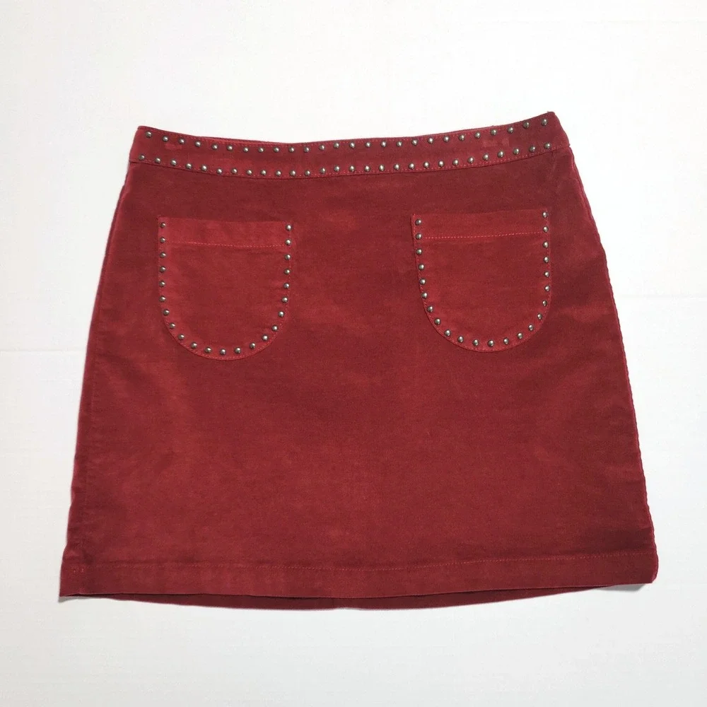 Mossimo Red Velvet Studded Mini Skirt Y2K Western Indie Sleaze Size 10
